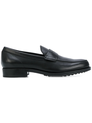 Tods Smooth Leather Penny Loafers with Gommino Sole Black