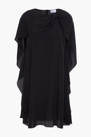 VALENTINO CAPE-EFFECT KNOTTED CREPE DE CHINE MINI DRESS - Size 36