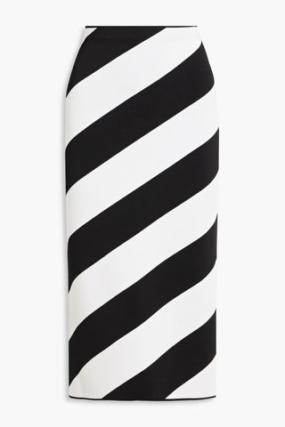 CAROLINA HERRERA STRIPED JACQUARD-KNIT MIDI SKIRT - Size M