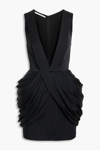 STELLA MCCARTNEY PLEATED SATIN-CREPE MINI DRESS - Size 36