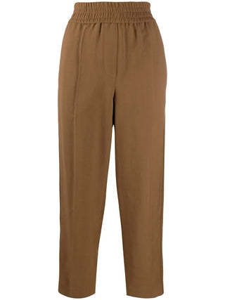 Brunello Cucinelli Textured Elasticated Waist Tapered Trousers