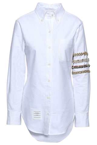 THOM BROWNE EMBELLISHED COTTON OXFORD SHIRT - Size 42
