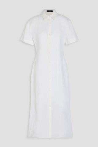 THEORY LINEN MIDI SHIRT DRESS - Size 6