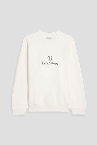 ANINE BING JACI PRINTED COTTON-BLEND FLEECE SWEATSHIRT - Size M