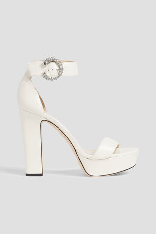 JIMMY CHOO MIONNE 120 LEATHER PLATFORM SANDALS - Size 37