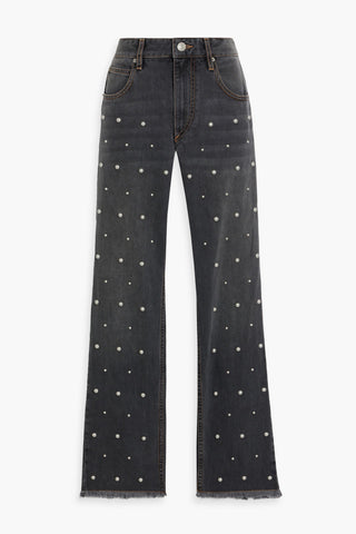 ISABEL MARANT DULANO STUDDED MID-RISE STRAIGHT-LEG JEANS - Size 36