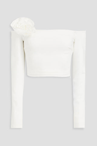 NICHOLAS OFF-THE-SHOULDER CROPPED JERSEY TOP - Size S