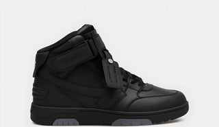 OFF WHITE Leather High-Top Sneakers with Ankle Strap Black