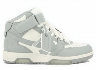 OFF WHITE Leather High-Top Sneakers with Velcro Strap White Grey