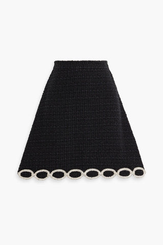 VALENTINO GARAVANI CRYSTAL-EMBELLISHED TWEED MINI SKIRT - Size 44