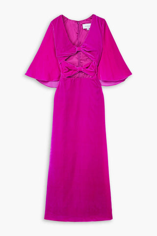 LES RÊVERIES CUTOUT VELVET MIDI DRESS - Size 0