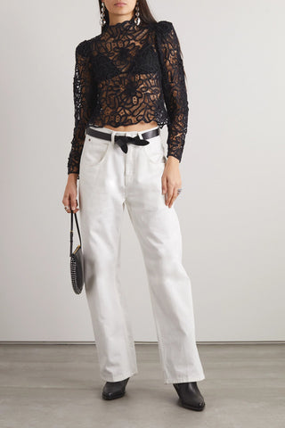 ISABEL MARANT NELINE COTTON GUIPURE LACE TOP - Size 34
