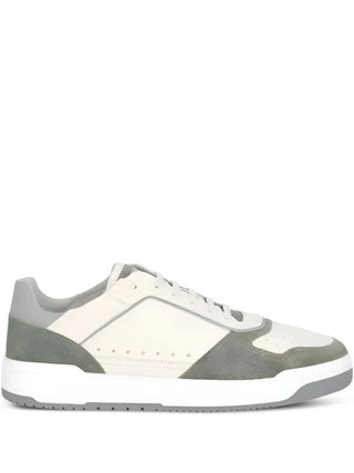 Brunello Cucinelli Ecru and Grey Paneled Low-Top Sneakers