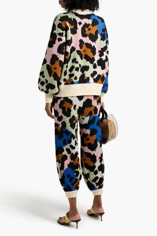 FARM RIO LEOPARD JACQUARD-KNIT SWEATER - Size XXS