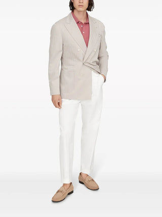 Brunello Cucinelli Cotton Polo Shirt with Contrast Trim Raspberry