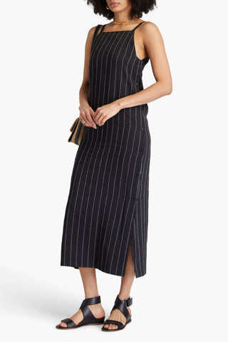 LOULOU STUDIO ETTA STRIPED TWILL MIDI DRESS - Size XS