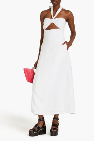 MARA HOFFMAN PAULA CUTOUT TENCEL-BLEND HALTERNECK MIDI WRAP DRESS - Size 0