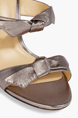 ALEXANDRE BIRMAN LOLITA BOW-DETAILED METALLIC LEATHER SANDALS - Size 39.5