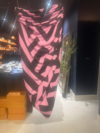 Tom Ford Stretch Knit Pink Black Geometric Draped Top