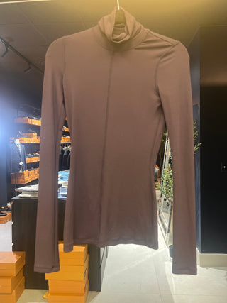 Tom Ford Jersey Turtleneck Top with Center Seam Purple