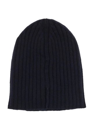 Tom Ford Ribbed Knit Beanie with Logo Patch Navy