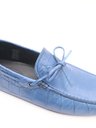 Tods Croc-Embossed Leather Laccetto Gommino Driver Shoes