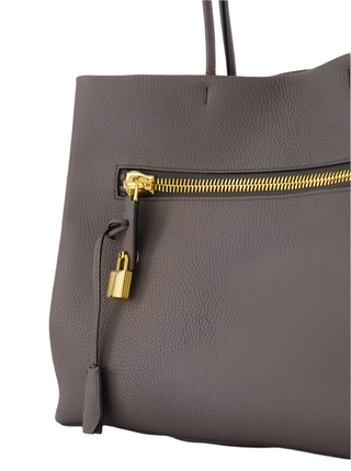 Tom Ford Grained Leather Zip Tote Bag with Padlock