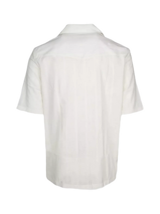 Brunello Cucinelli Linen Camp-Collar Short-Sleeve Shirt Off-White