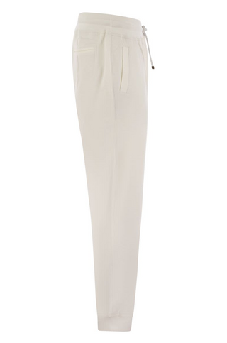 Brunello Cucinelli Cotton Drawstring Joggers with Vertical Seam Detail