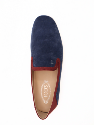 Tods Navy Suede Espadrilles with Red Trim