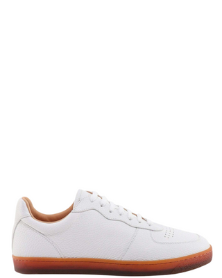 Brunello Cucinelli Grained Leather Low-Top Sneakers with Contrast Sole
