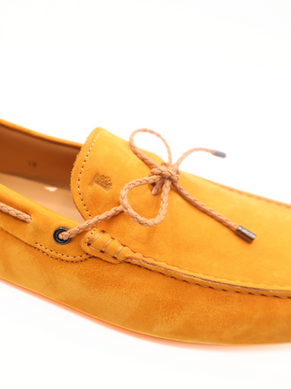 Tods Orange Suede Laced Braided Gommino Driver Shoe