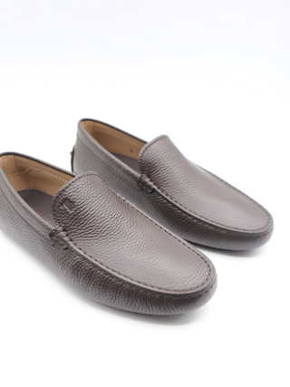 Tods Grained Leather Gommino Driver Shoes Dark Brown