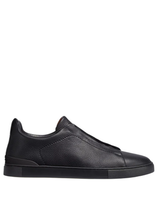 Zegna Pebbled Leather Low-Top Slip-On Sneakers