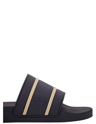 Brunello Cucinelli Molded Rubber Contrast-Stripe Slide Sandals