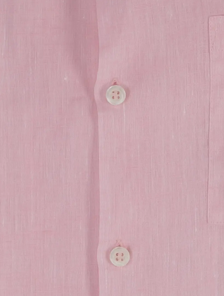 Brunello Cucinelli Linen Rounded-Collar Shirt in Pale Pink