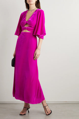 LES RÊVERIES CUTOUT VELVET MIDI DRESS - Size 0