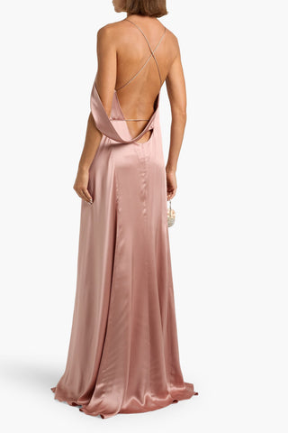 MICHELLE MASON DRAPED SILK-SATIN WRAP GOWN - Size 0