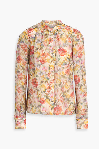 MIKAEL AGHAL FLORAL-PRINT CREPE DE CHINE BLOUSE - Size 12