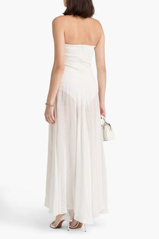ESSE STUDIOS AIRE STRAPLESS STRETCH KNIT-PANELED LINEN AND SILK-BLEND MAXI DRESS - Size 12