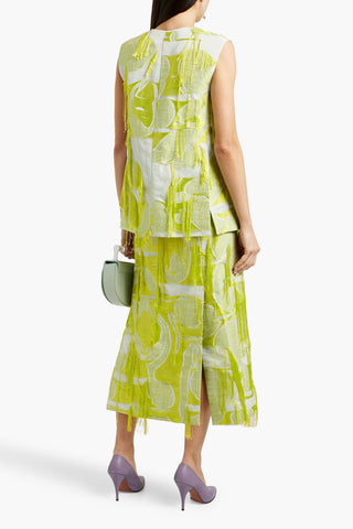 ROKSANDA IDYA FRINGED JACQUARD MIDI SKIRT - Size 8