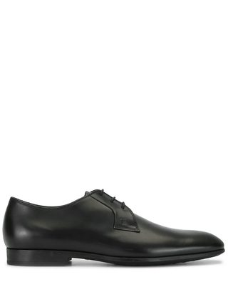 Tods Smooth Leather Lace-Up Derby Shoes Black