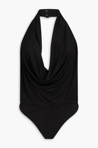 ALICE + OLIVIA DRAPED STRETCH-JERSEY HALTERNECK BODYSUIT - Size L