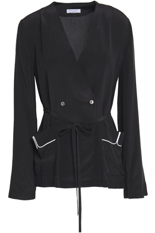 EQUIPMENT MERCER DOUBLE-BREASTED TIE-FRONT SILK KIMONO - Size S