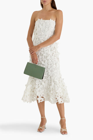SIMKHAI FLEURELLA STRAPLESS GUIPURE LACE MIDI DRESS - Size 2