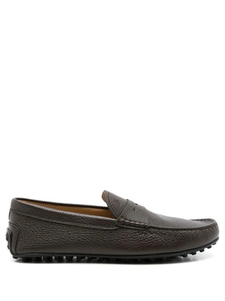 Tods Pebbled Leather Gommino Driving Loafers Brown