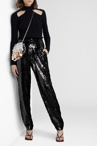 ISABEL MARANT TITIANE SEQUINED MESH TAPERED PANTS - Size 36