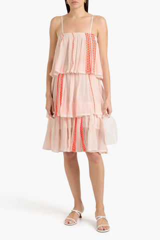 LEMLEM TIERED COTTON-BLEND JACQUARD DRESS - Size S