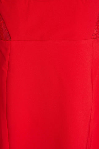 MARCHESA NOTTE STRAPLESS LACE-TRIMMED PLEATED CREPE MIDI DRESS - Size 8
