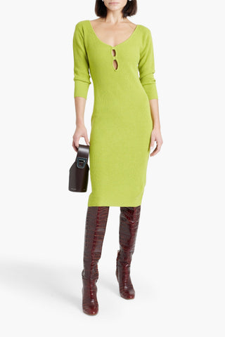 MICHELLE MASON CUTOUT RIBBED-KNIT DRESS - Size S